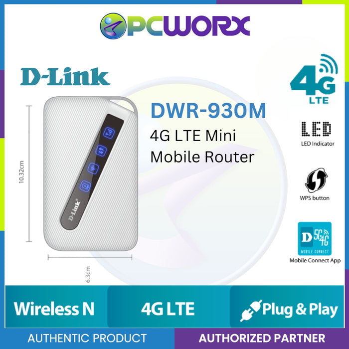 D-link DWR-930M 4G LTE Mobile Pocket Wifi Router/MiFi/Hotspot with Nano Sim Slot  up to 8 Devices