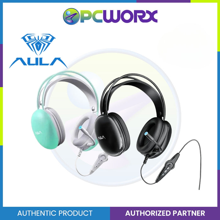 Aula S505 Wired Gaming Headset Black / Green RGB Rainbow Backlit Headphone