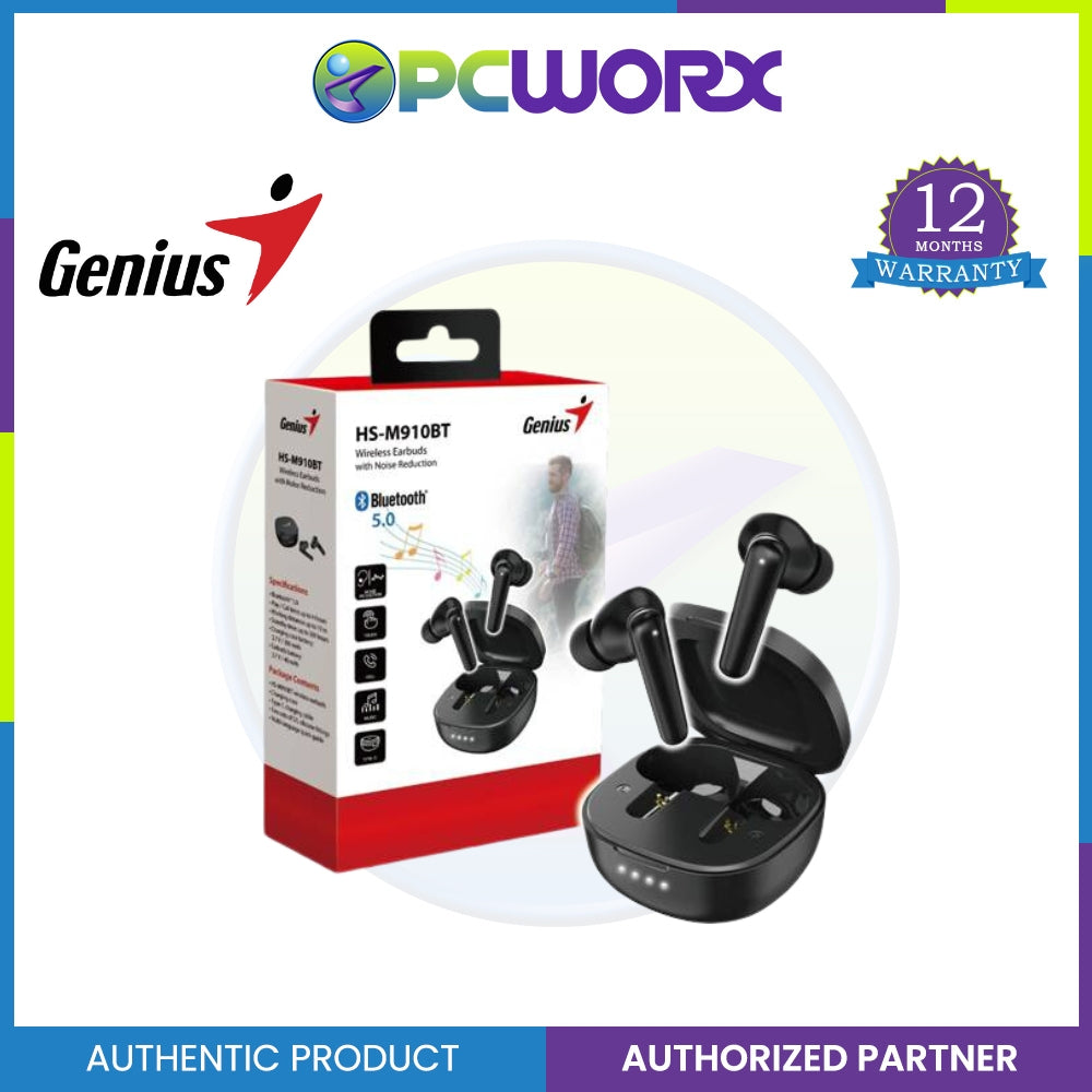 Genius HS-M910BT Bluetooth 5.0 Earbuds with Noise Reduction | Wireless Earphone
