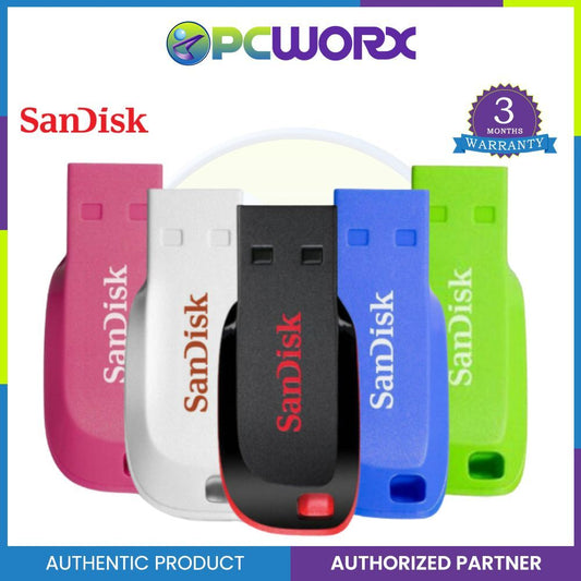 SanDisk 32GB Cruzer Blade USB Flash Drive 2.0 | Pink | Blue | White | Black | Green