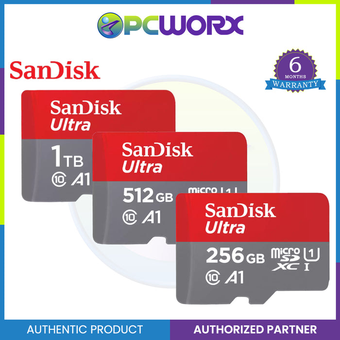 SanDisk 256GB / 512GB / 1TB Ultra microSDXC UHS-I Memory Card  - 100MB/s C10 U1 Full HD A1, MicroSD