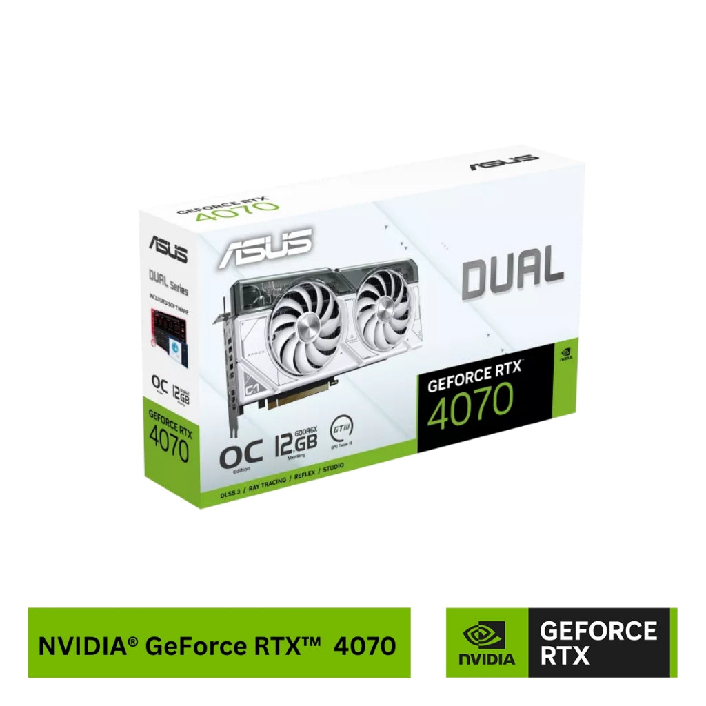Asus NVIDIA® GeForce RTX™ 4070 O12G-WHITE 12GB GDDR6X 192-bit HDMI,DP*3,12G,D6X (DUAL-RTX4070-O12G)