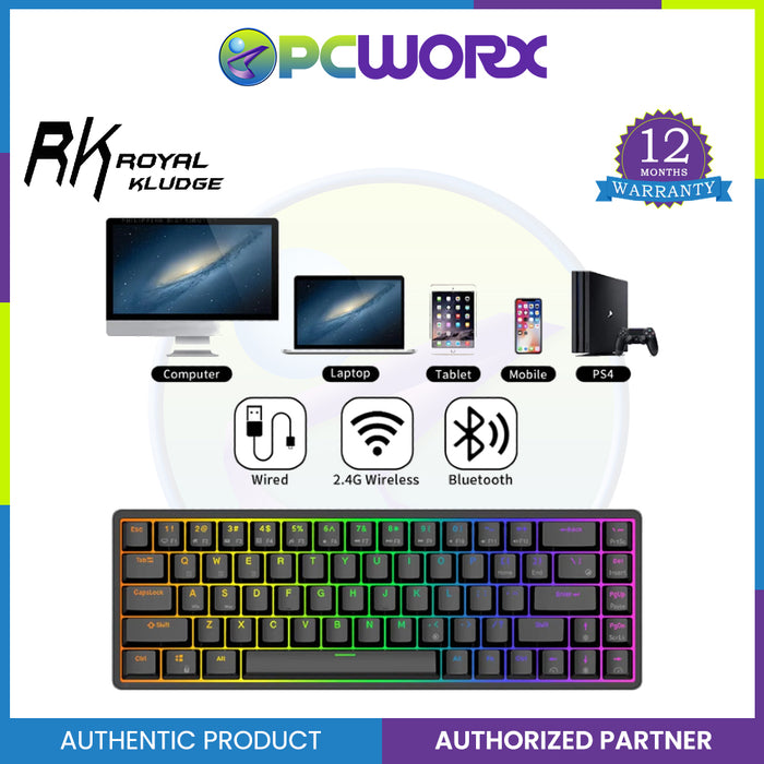 Royal Kludge RKG68 Tri-Mode RGB 68 Keys Hot Swappable Mechanical Gaming Keyboard