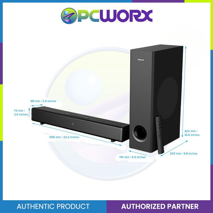 Creative MF8375 Speaker Stage V2 2.1 Black Soundbar w/Subwoofer Bluetooth 5.0 Wall Mountable Speaker