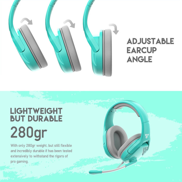 Fantech Valor MH86 Multi Platform Gaming Headset Foldable Microphone Adjustable Headband Mint Green