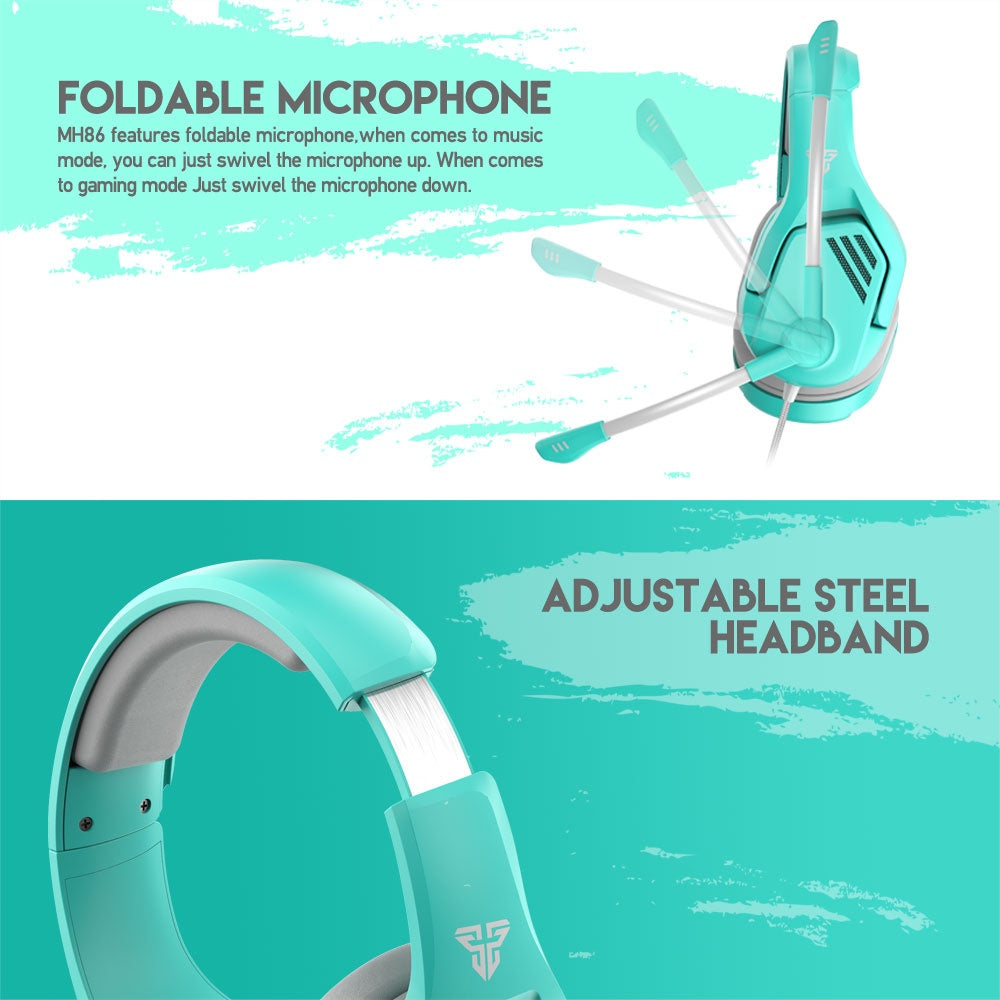 Fantech Valor MH86 Multi Platform Gaming Headset Foldable Microphone Adjustable Headband Mint Green