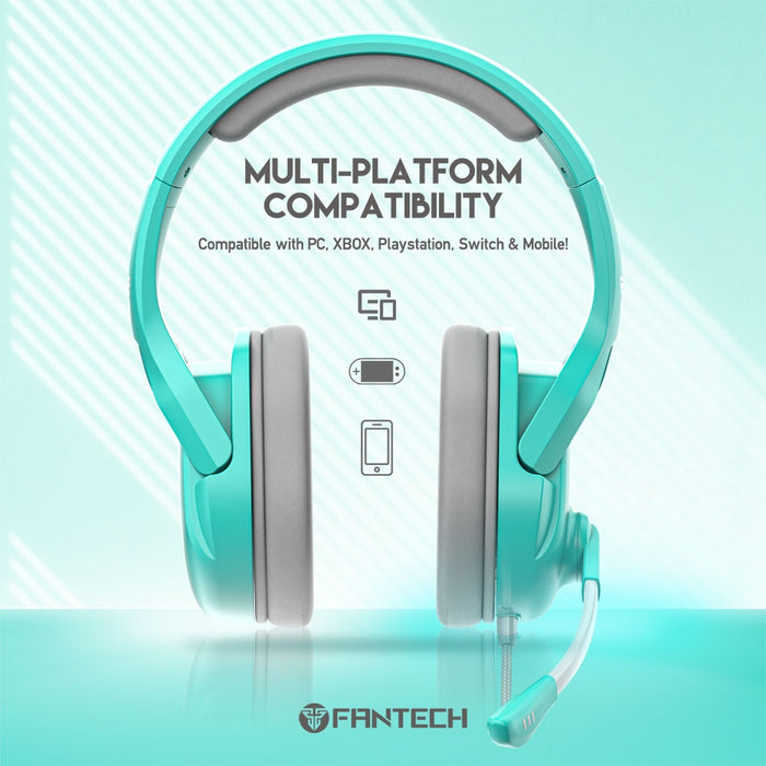 Fantech Valor MH86 Multi Platform Gaming Headset Foldable Microphone Adjustable Headband Mint Green