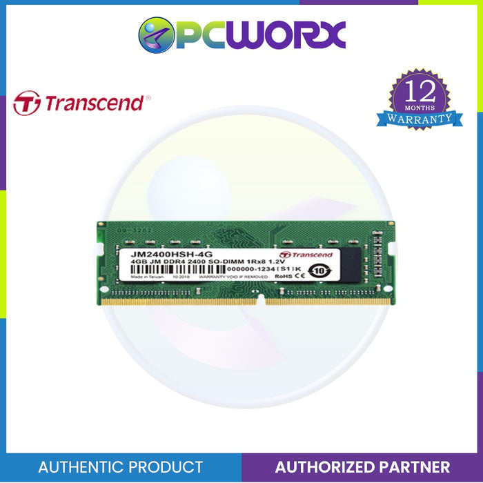 Transcend JM2400HSH-4G 4GB JM DDR4 2400 SO-DIMM 1R