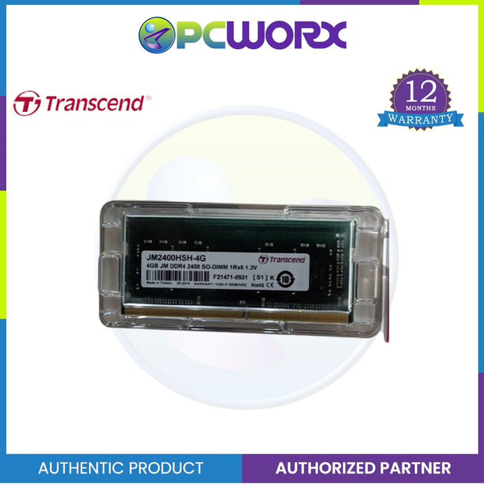 Transcend JM2400HSH-4G 4GB JM DDR4 2400 SO-DIMM 1R