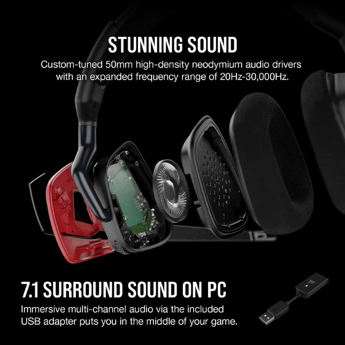 Corsair VOID ELITE SURROUND Premium Gaming Headset with 7.1 Surround Sound —Cherry CS-CA-9011206-AP