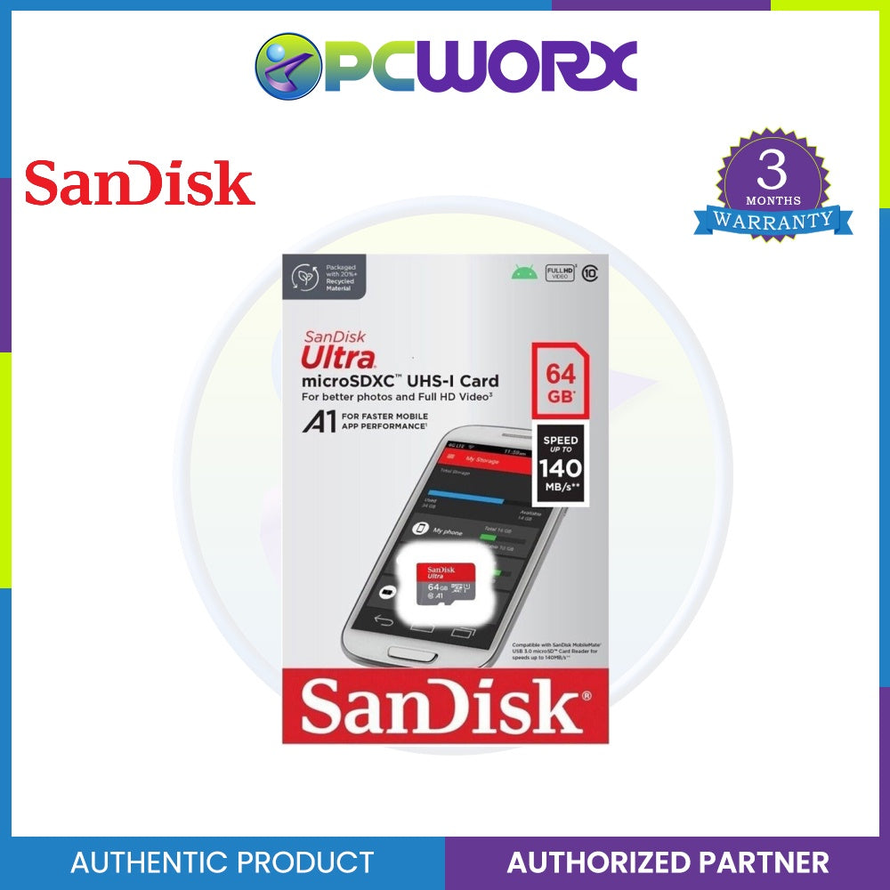 Sandisk SDSQUAB-064G-GN6MN 64GB Ultra Micro SD 140MB/S C10