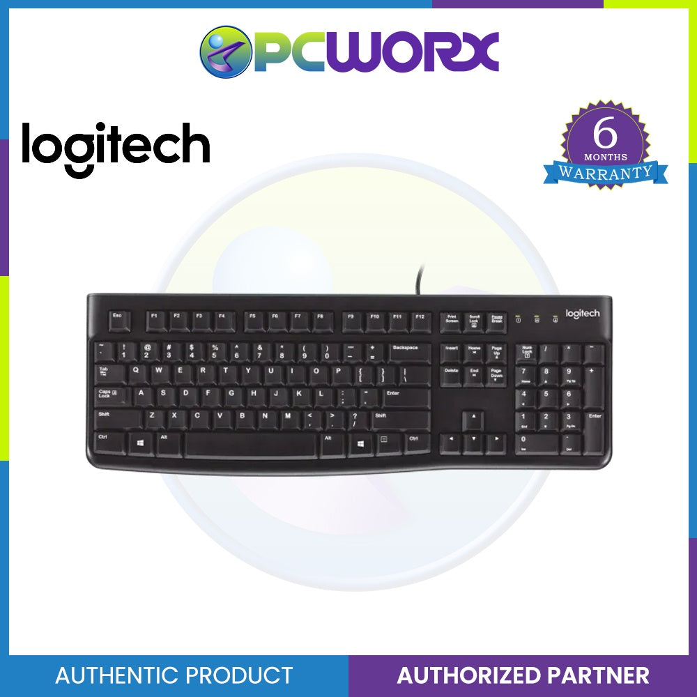 Logitech K120 Wired Keyboard, Full-Size, Spill Resistant, Curved Space Bar PC/Laptop